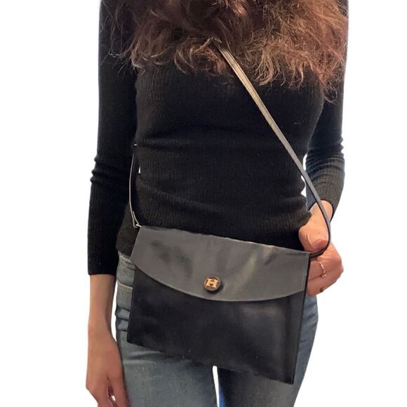 Hermes navy leather envelope clutch - Picture 2 of 14